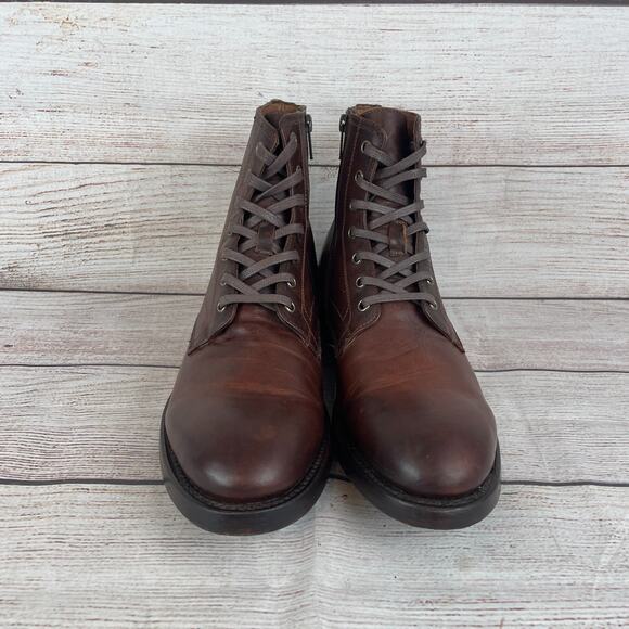 Frye Mens Sz 9.5D Bowery Lace-Up Boots Brown Leather